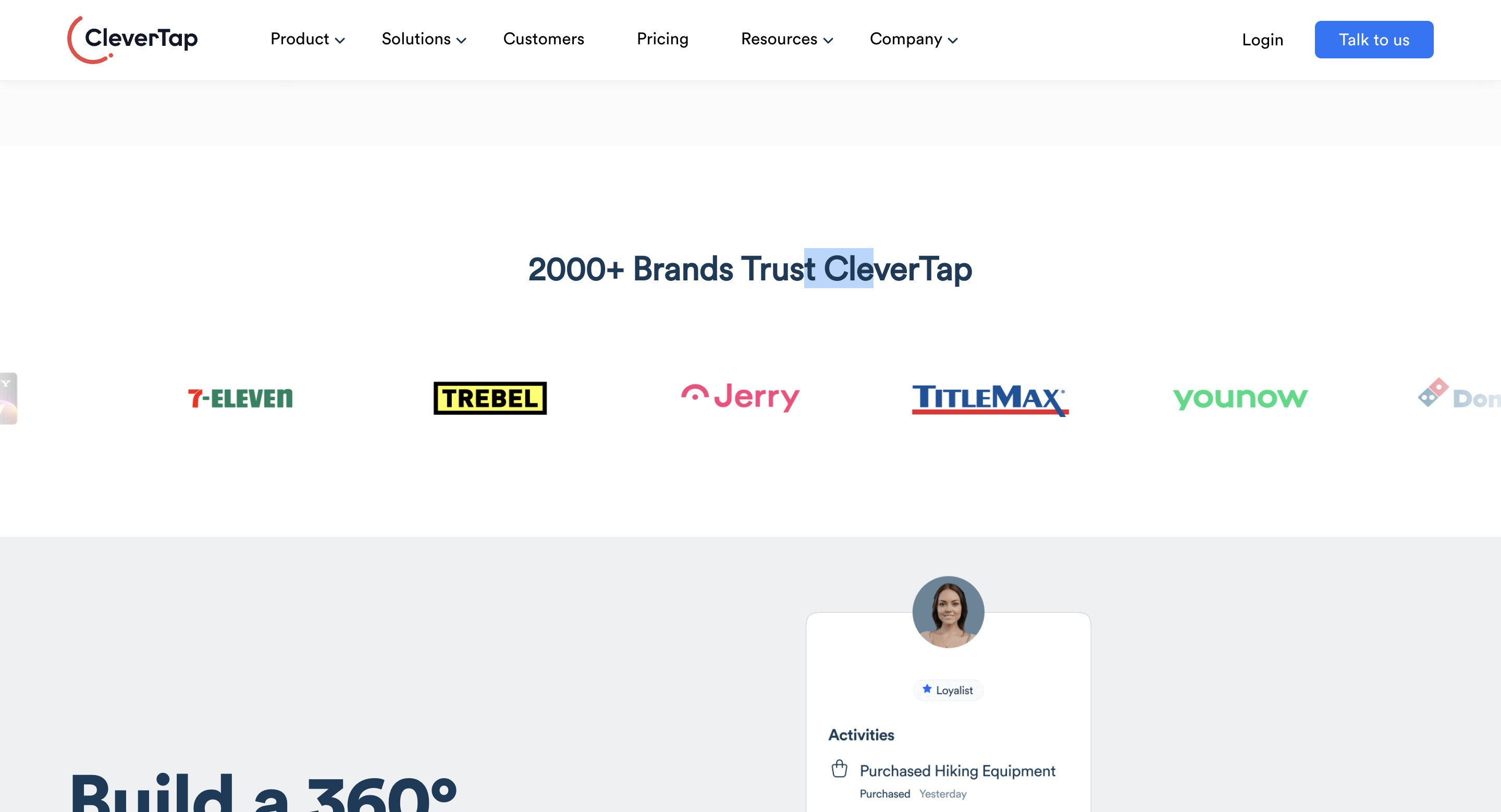 Click on "2000+ Brands Trust CleverTap"